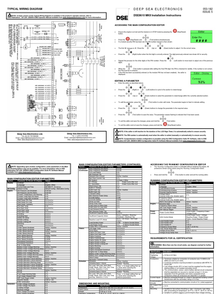 Deep Sea Electronics: Typical Wiring Diagram DSE8610 MKII Installation