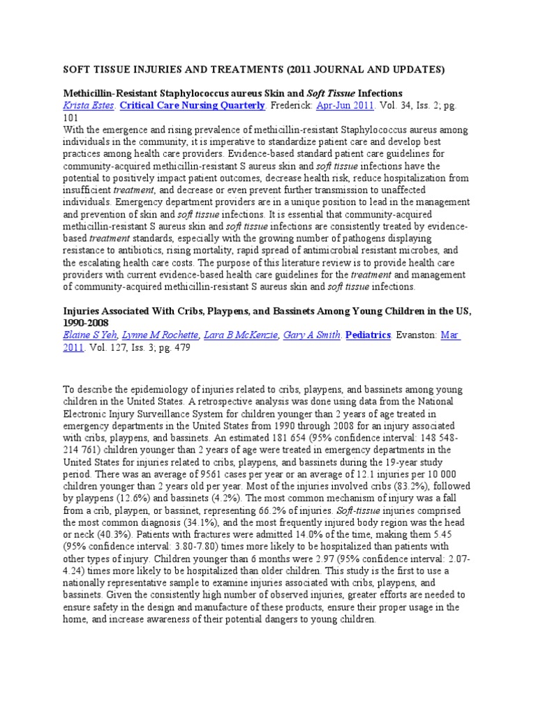 Soft Tissue Injuries and Treatments | PDF | Methicillin Resistant ...