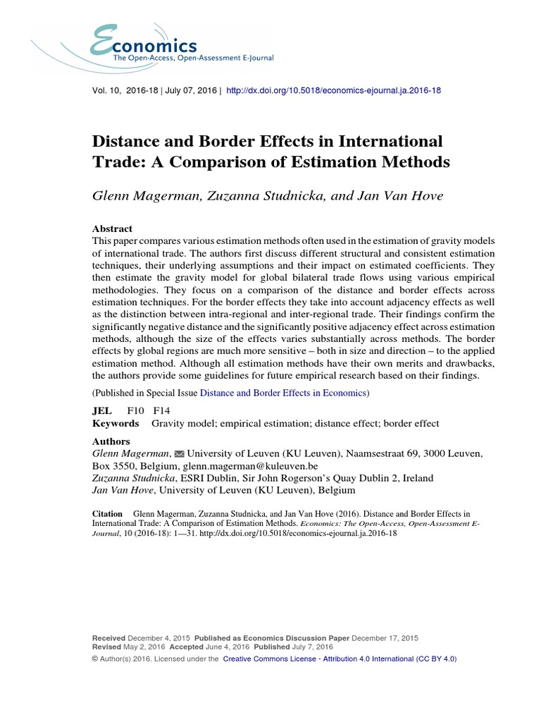 Distance and Border Effects in International Trade | PDF | Ordinary ...