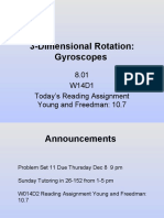 3-Dimensional Rotation: Gyroscopes: 8.01 W14D1 Today's Reading Assignment Young and Freedman: 10.7