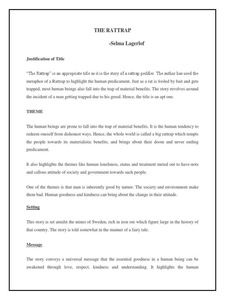 12 English-The Rattrap-Notes | PDF