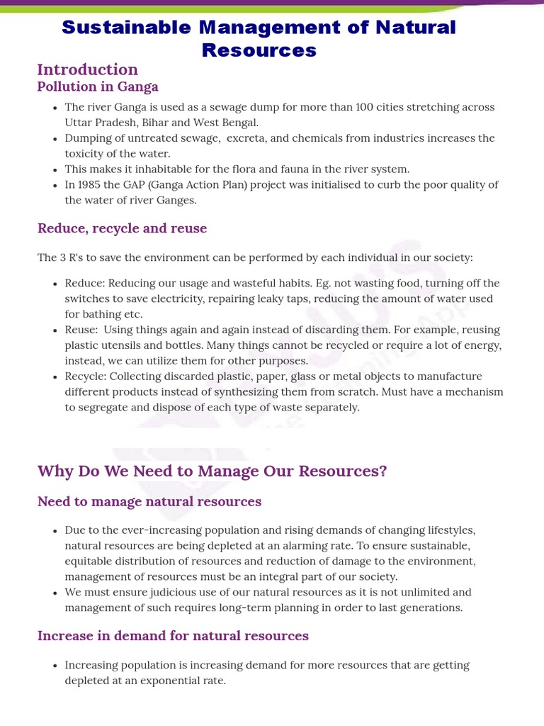 Sustainable Management of Natural Resources | PDF | Biodiversity ...