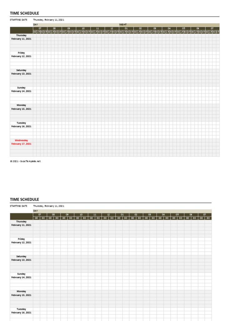 Time Schedule Template V1.0 | PDF
