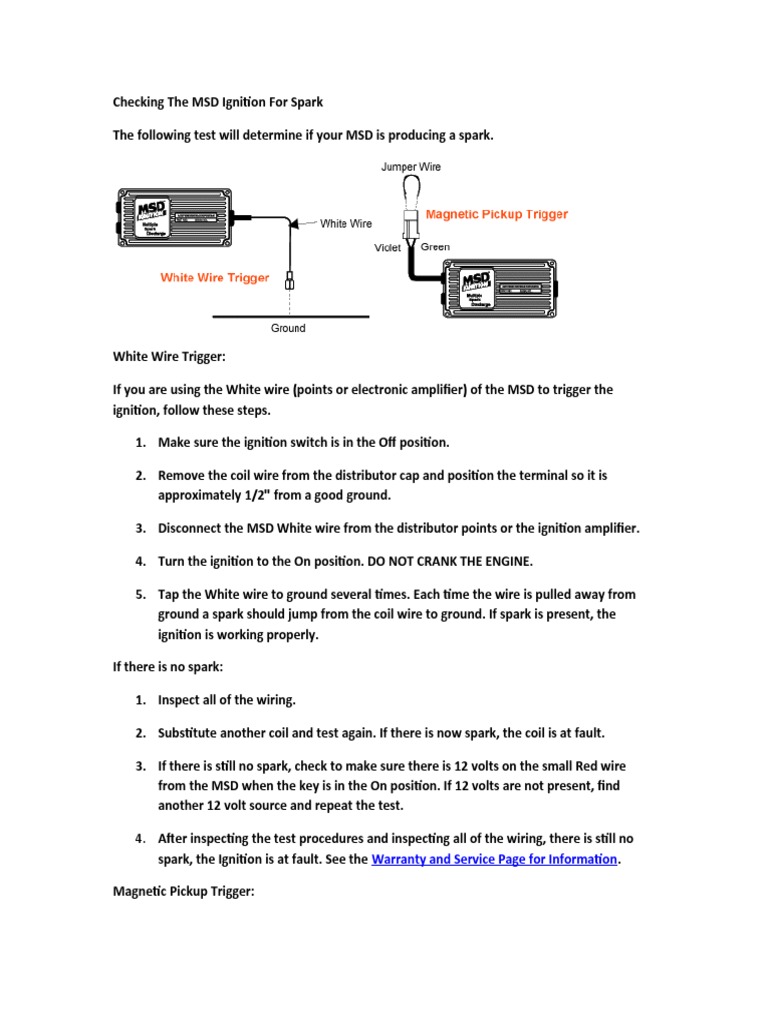 MSD Ignition Spark Test Guide | PDF | Ignition System | Distributor
