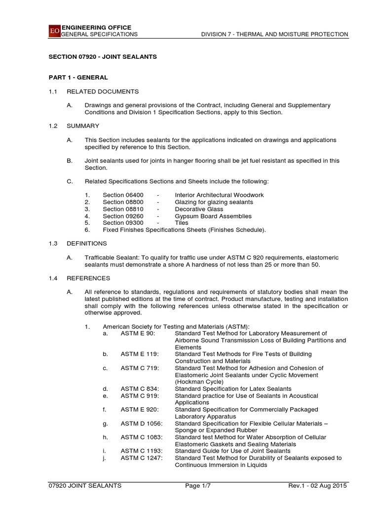 Engineering Office: General Specifications Division 7 - Thermal and ...