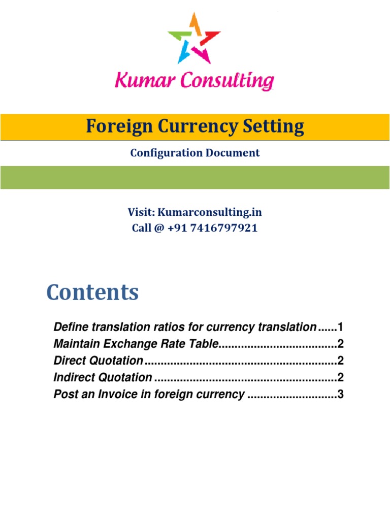 Foreign Currency Setting: Configuration Document | PDF | Exchange Rate ...