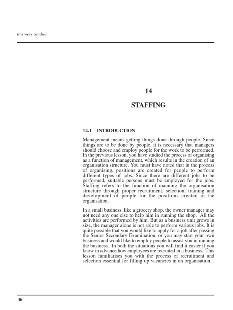 14 Staffing: Business Studies | PDF | Recruitment | Performance Appraisal