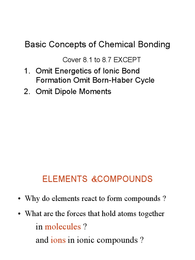 Basic Concepts of Chemical Bonding | PDF | Chemical Bond | Covalent Bond