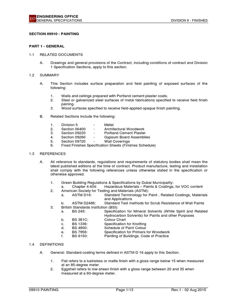 Specification for Painting Systems for Architectural Surfaces PDF