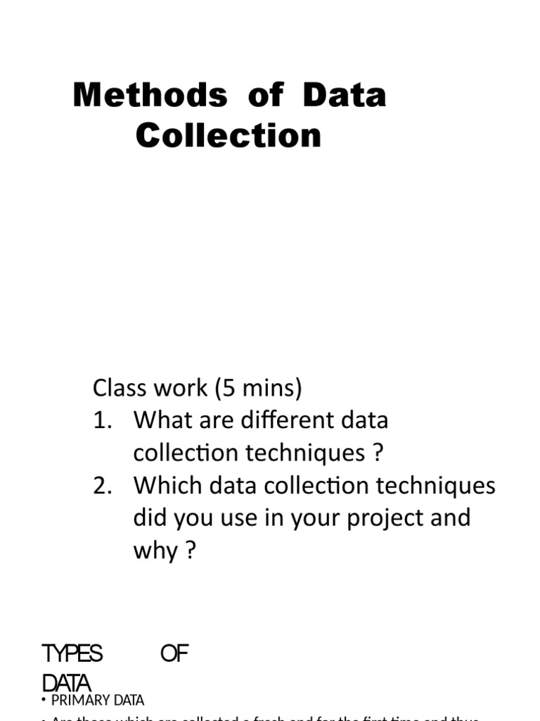 Methods of Data Collection PDF Questionnaire Observation