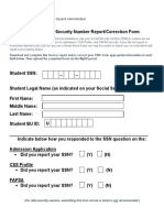 SSN Report Correction Form PDF
