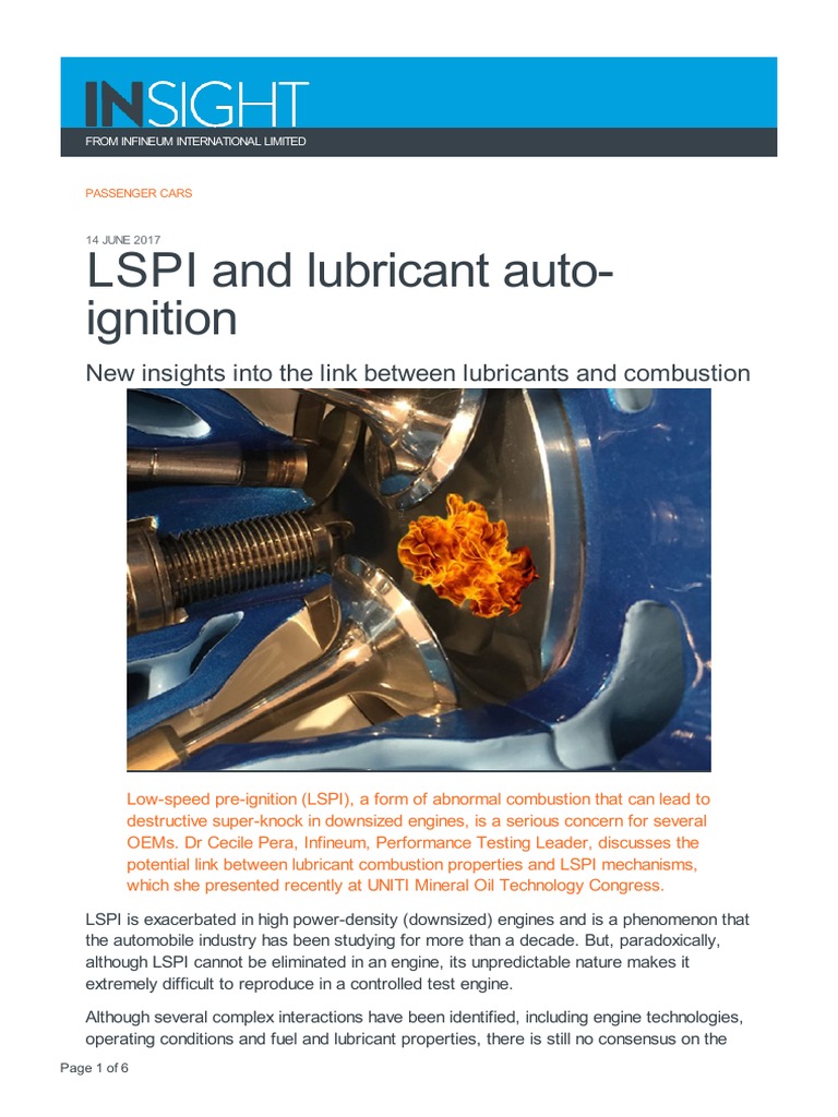 LSPI and Lubricant AutoIgnition PDF Combustion Engines