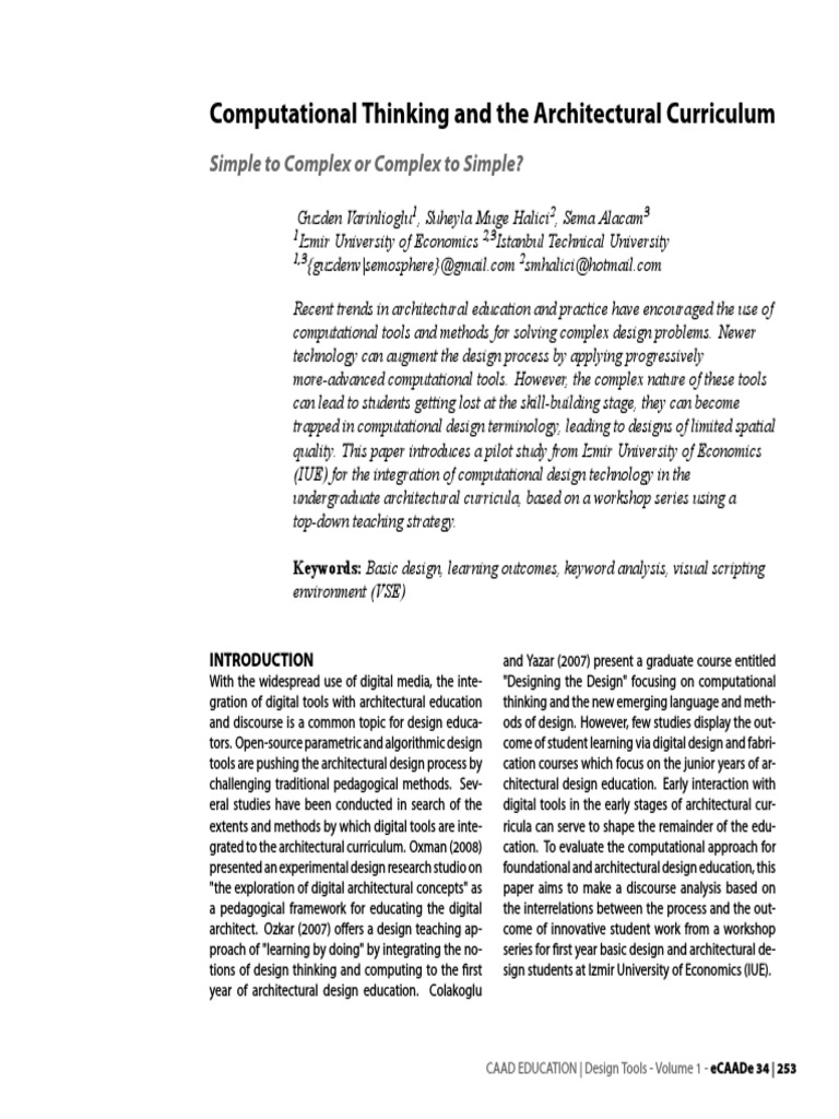 Computational Thinking and Architectural Cirriculum | PDF | Design ...