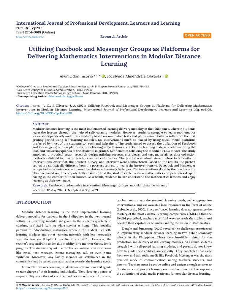 Utilizing Facebook and Messenger Groups As Platforms For Delivering ...