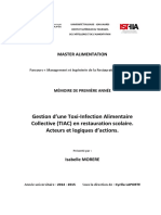 Gestion D Une Toxi-Infection Alimentaire Collective (TIAC) en Restauration Scolaire. Acteurs Et Logiques D Actions.