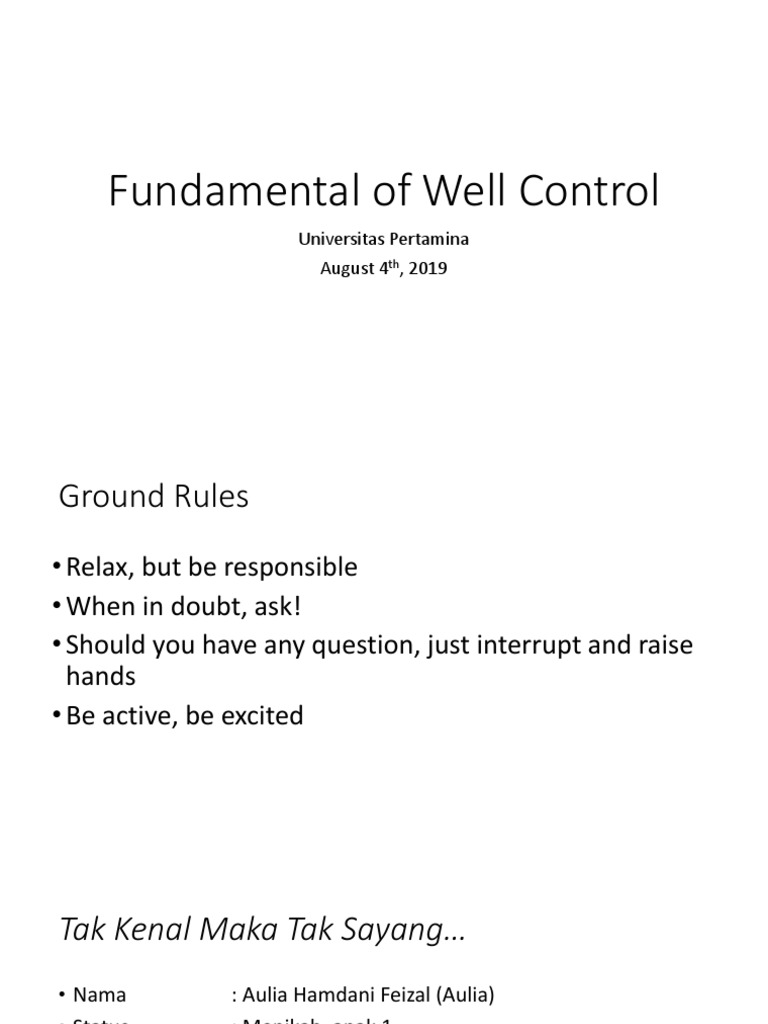 Well Control Fundamentals at Pertamina | PDF | Pressure | Metrology