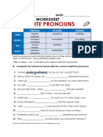Indefinite Pronouns: Grammar Worksheet