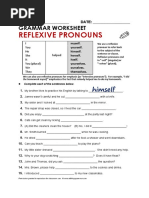 Reflexive Pronouns: Grammar Worksheet