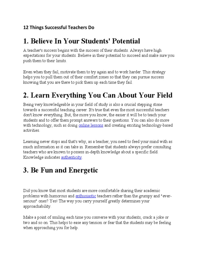 12 Keys to Successful Teaching | PDF | Teachers | Learning