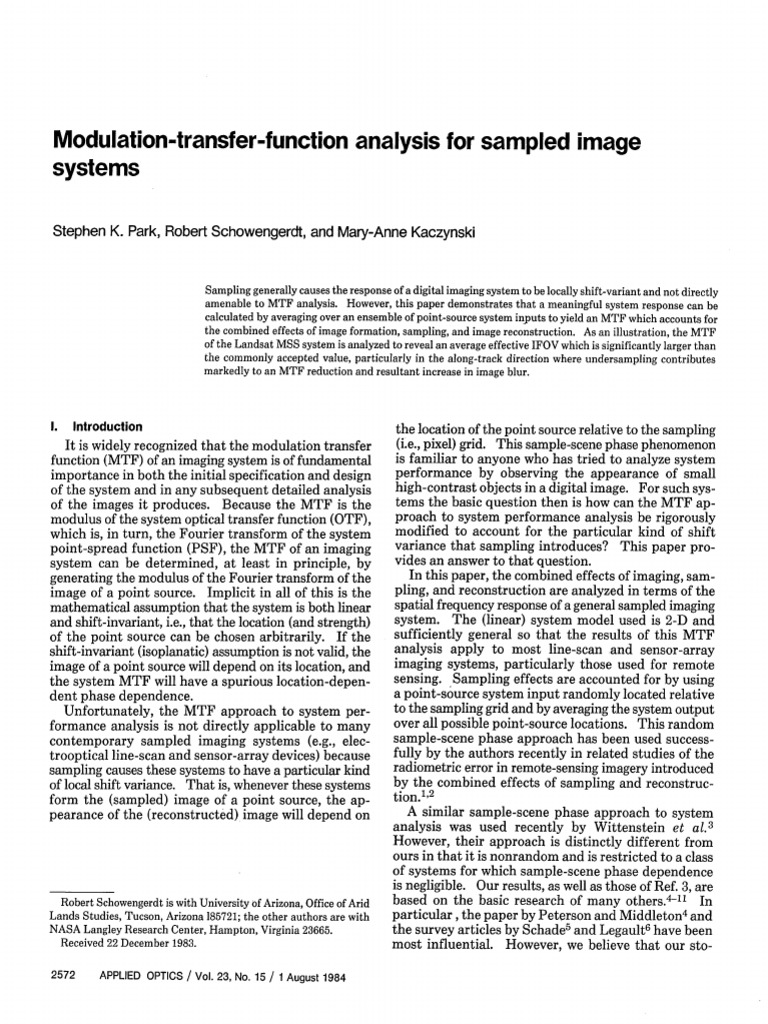 Modulation-Transfer-Function Analysis For Sampled Image Systems | PDF ...