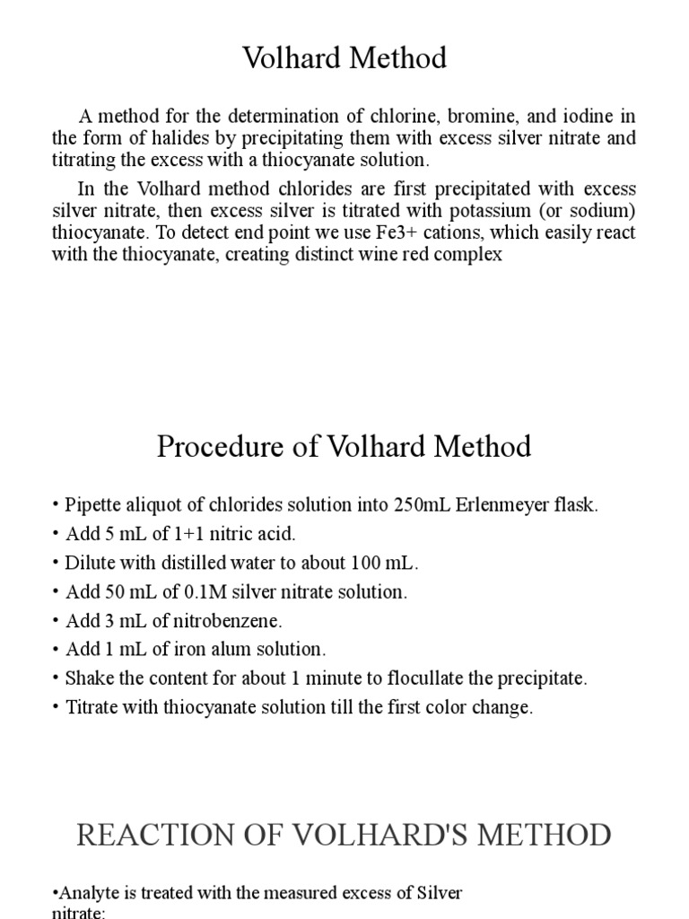Volhard Method for Chloride Determination | PDF | Science & Mathematics ...