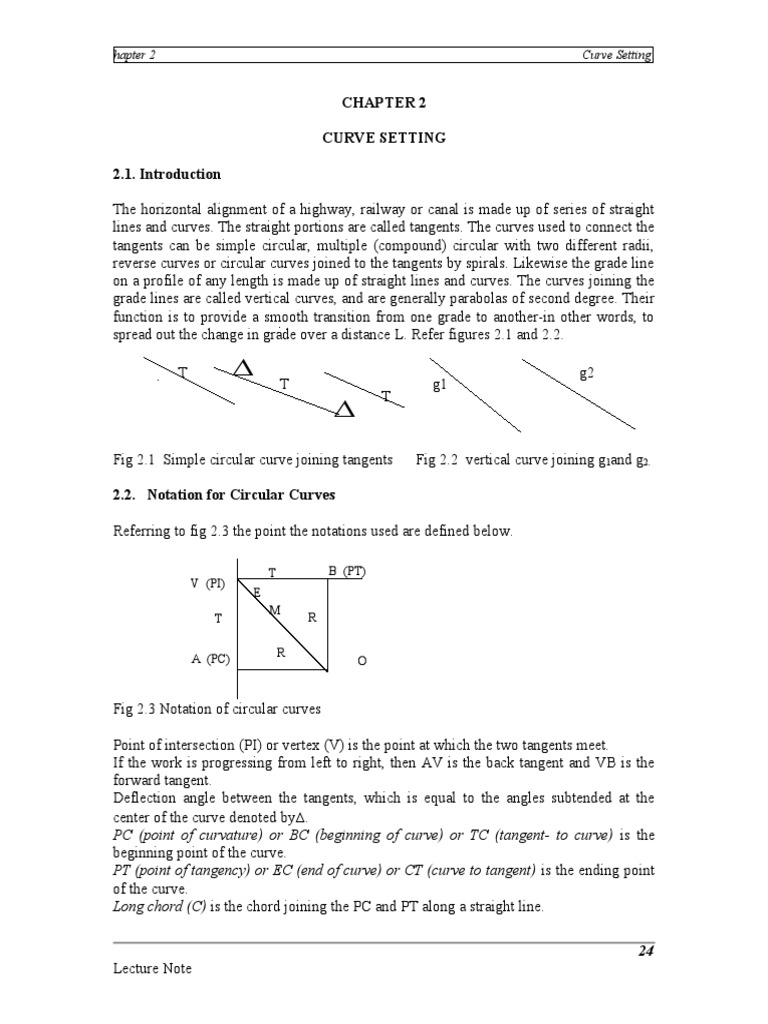 Curve Setting in Surveying Techniques | PDF | Tangent | Slope