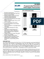 DS18B20 Programmable Resolution 1-Wire Digital Thermometer: Features Pin Configurations