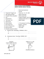 Formulir Pendaftaran Peserta Dan Pelatih Cabor Atletik Lempar Bola