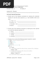 UTech CMP1025 Tutorial Lab #6 - Pointers