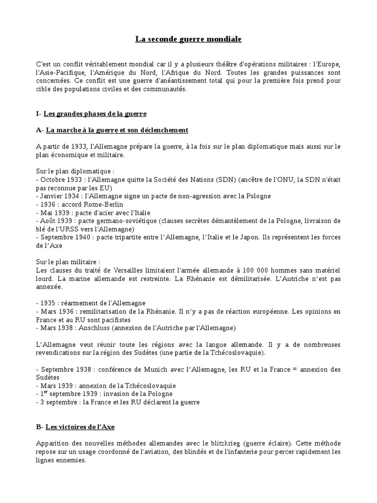 Les phases clés de la Seconde Guerre mondiale | PDF | Résistance ...