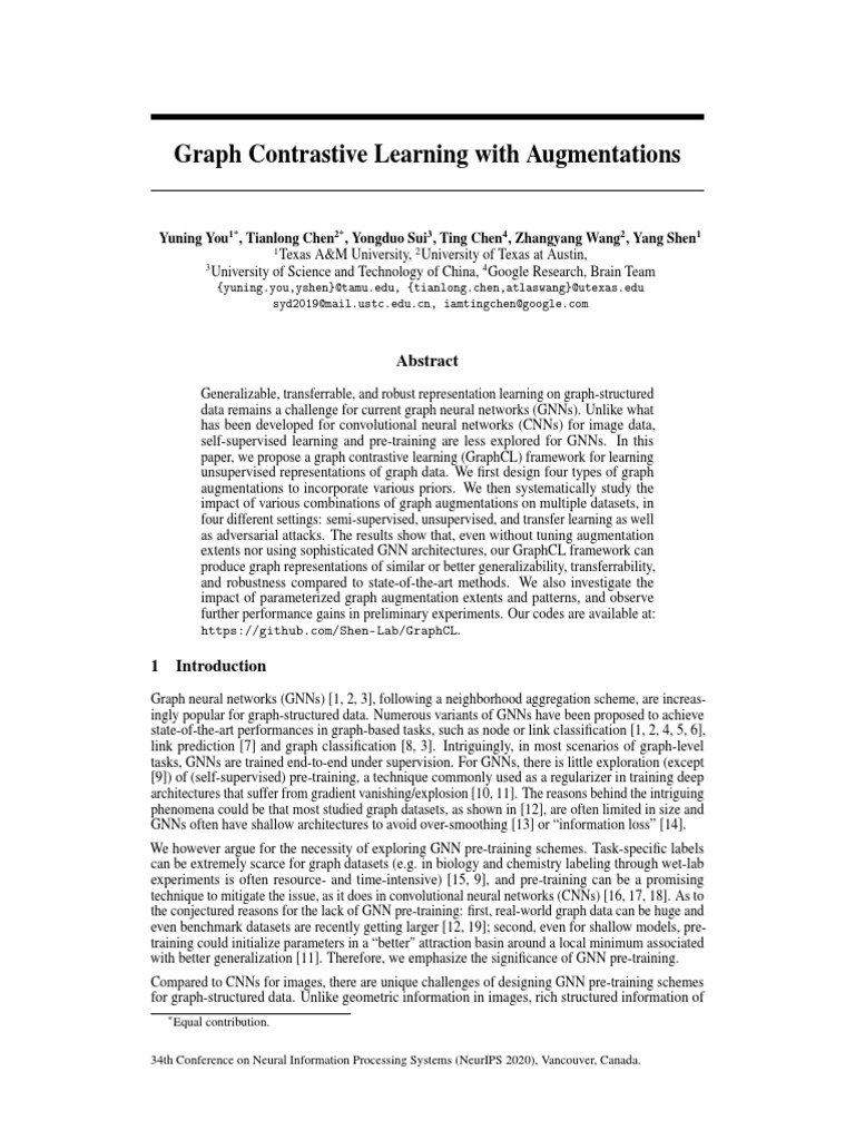 Graph Contrastive Learning Framework | PDF | Vertex (Graph Theory ...