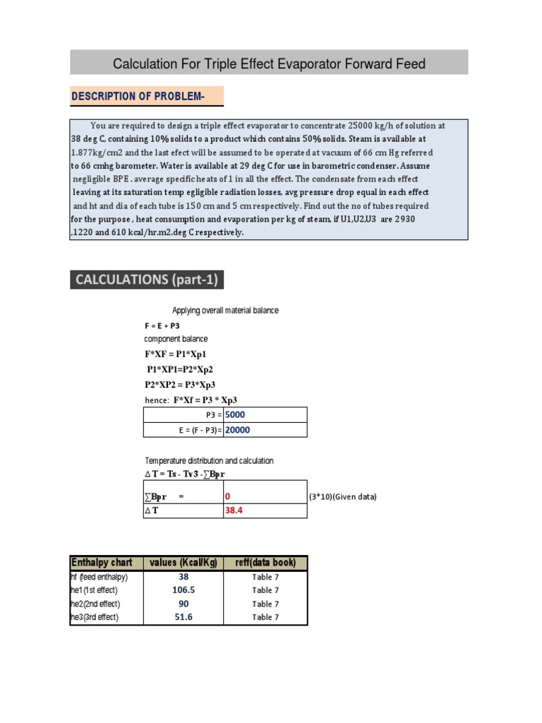 Tripple Effect Evaporator Design Calculation PDF Branches Of
