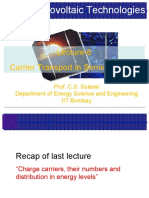 Solar Photovoltaic Technologies: Lecture-6 Carrier Transport in Semiconductor