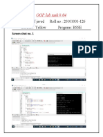 OOP Lab Task # 04: Name: Atif Javed Roll No: 20101001-126 Section: Yellow Program: BSSE