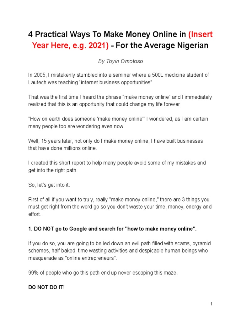 4 Ways To Make Money Online Report | PDF | Affiliate Marketing | E Commerce