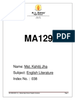 Name: Mst. Kshitij Jha Subject: English Literature Index No.: 038