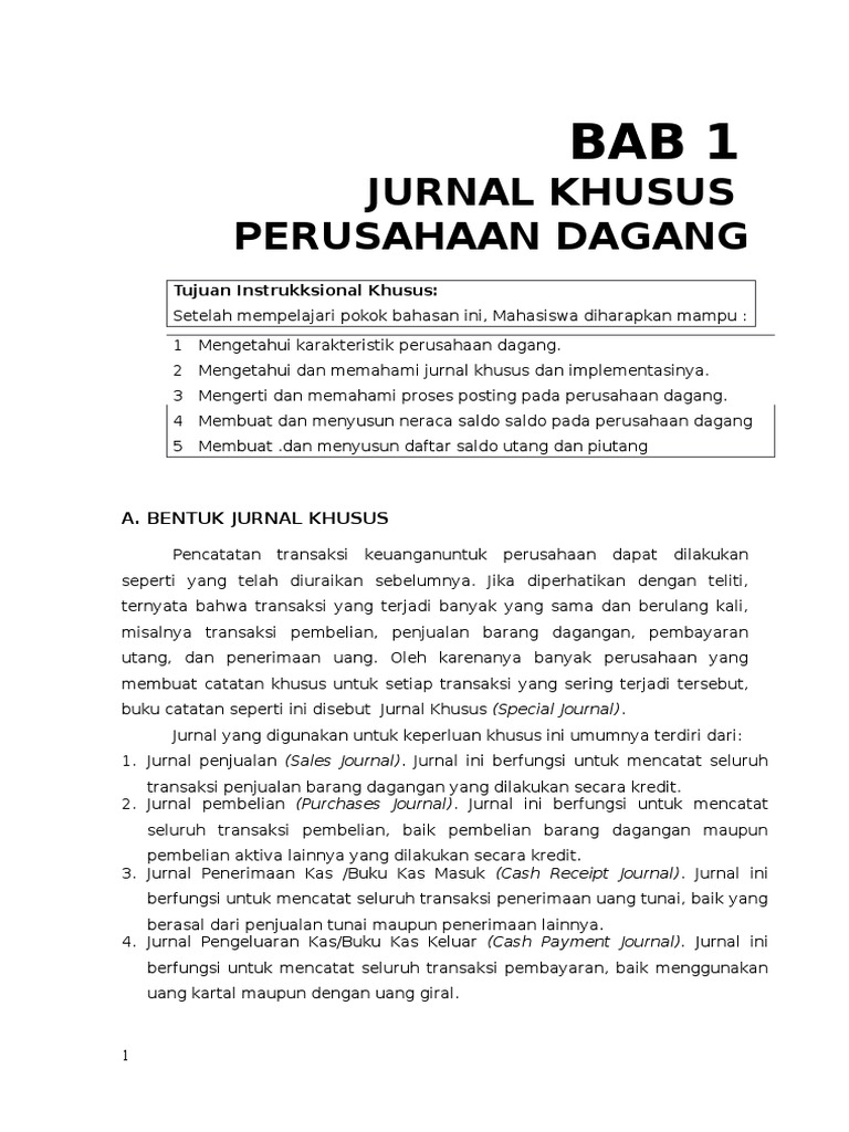 Jurnal Khusus Perusahaan Dagang | PDF