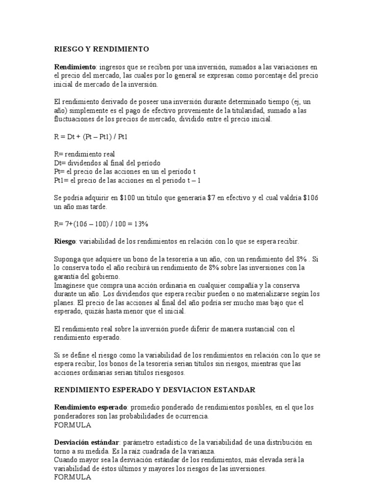 Riesgo y Rendimiento | PDF | Compartir (Finanzas) | Aversión al riesgo