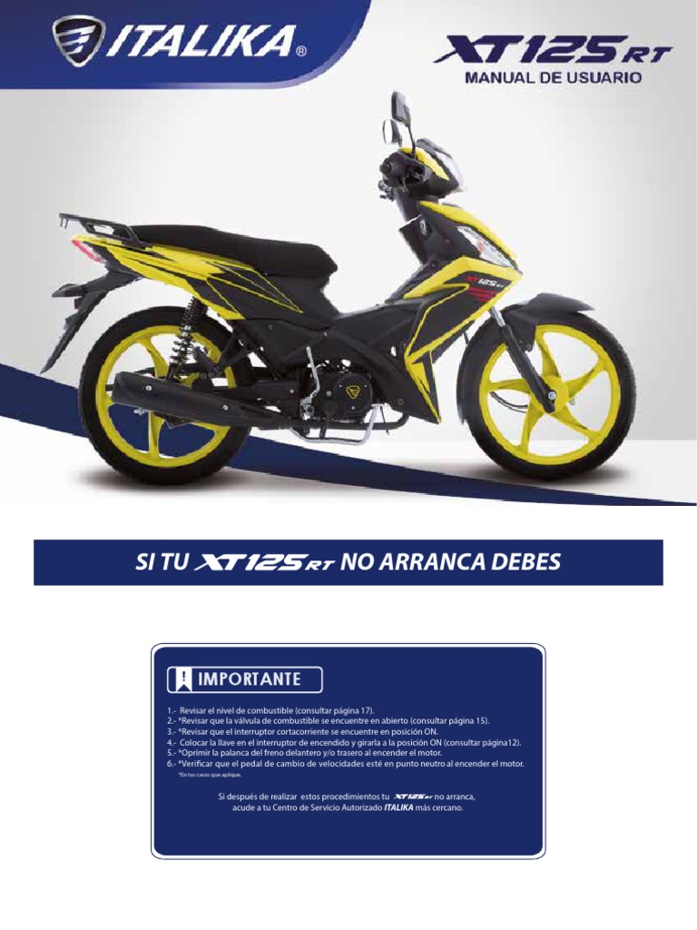 Manual de Usuario XT125RT | PDF | Tecnología de vehículos | Vehículos