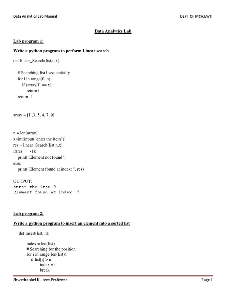 Data Analytics Using Python Lab Manual | PDF | Array Data Structure ...