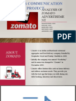 Business Communication Project: Analysis of Zomato Advertiseme NT