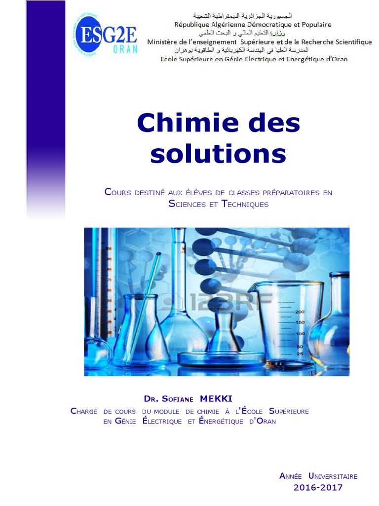 Cours de Chimie des Solutions 2016-2017 | PDF | Ph | Concentration molaire