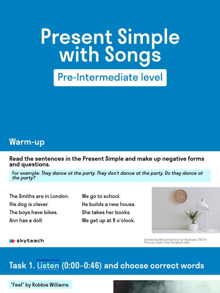 PresentSimpleWithSongs Worksheet Pre PDF