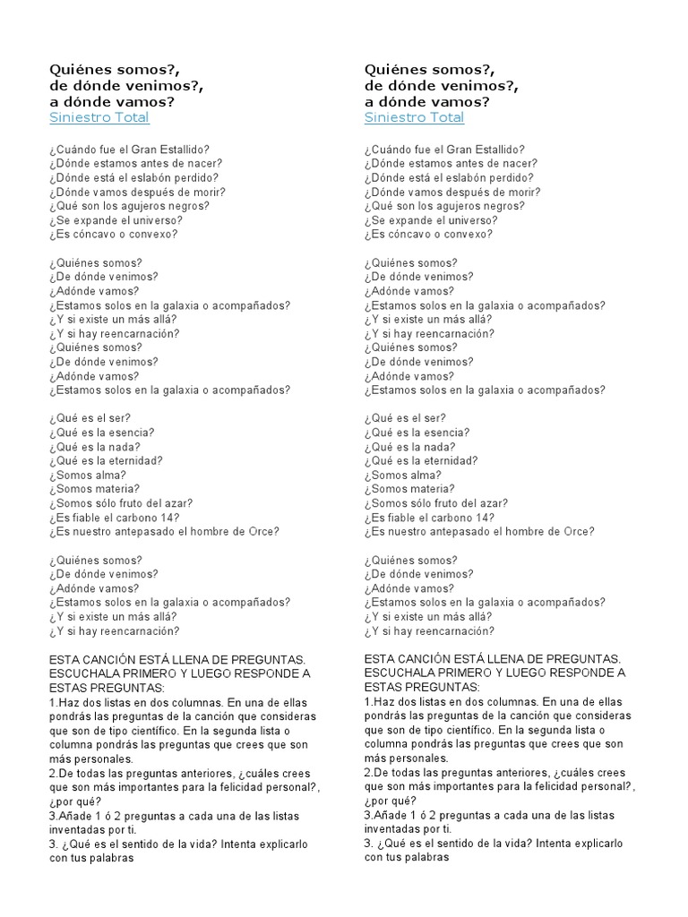 Quiénes Somos - Letra | PDF