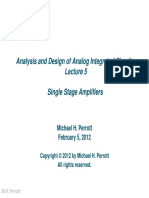 Analysis and Design of Analog Integrated Circuits Single Stage Amplifiers