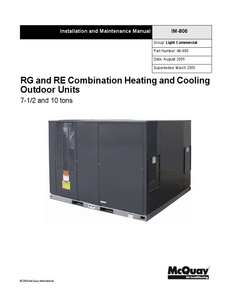 RG and RE Combination Heating and Cooling Outdoor Units | PDF | Duct ...