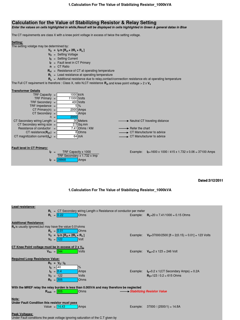 Calculation for the Value of Stabilizing Resistor& REF Setting