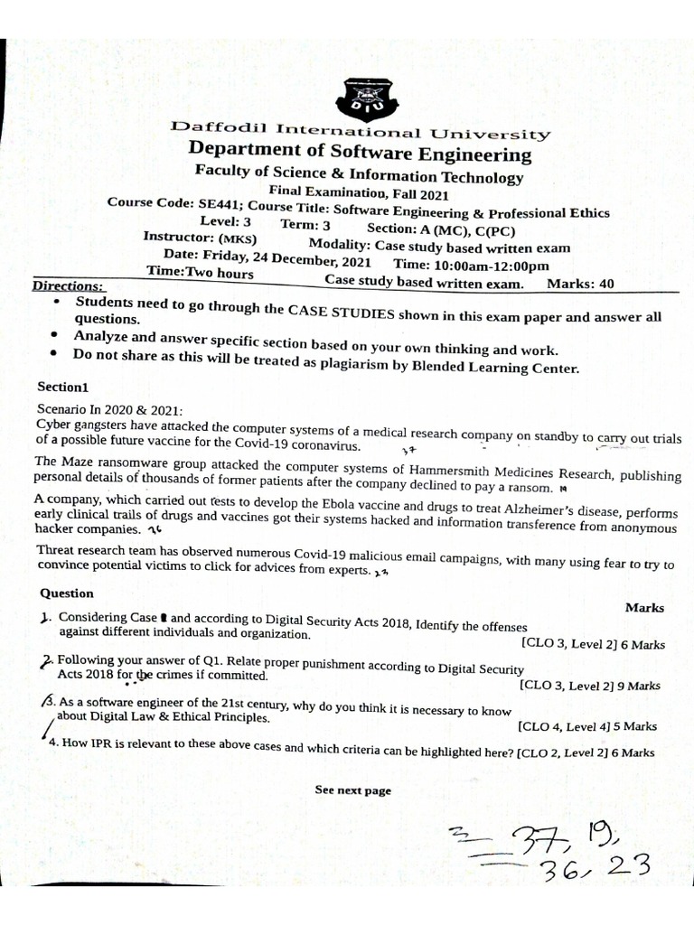 Software Engineering Professional Ethics SE 441 | PDF