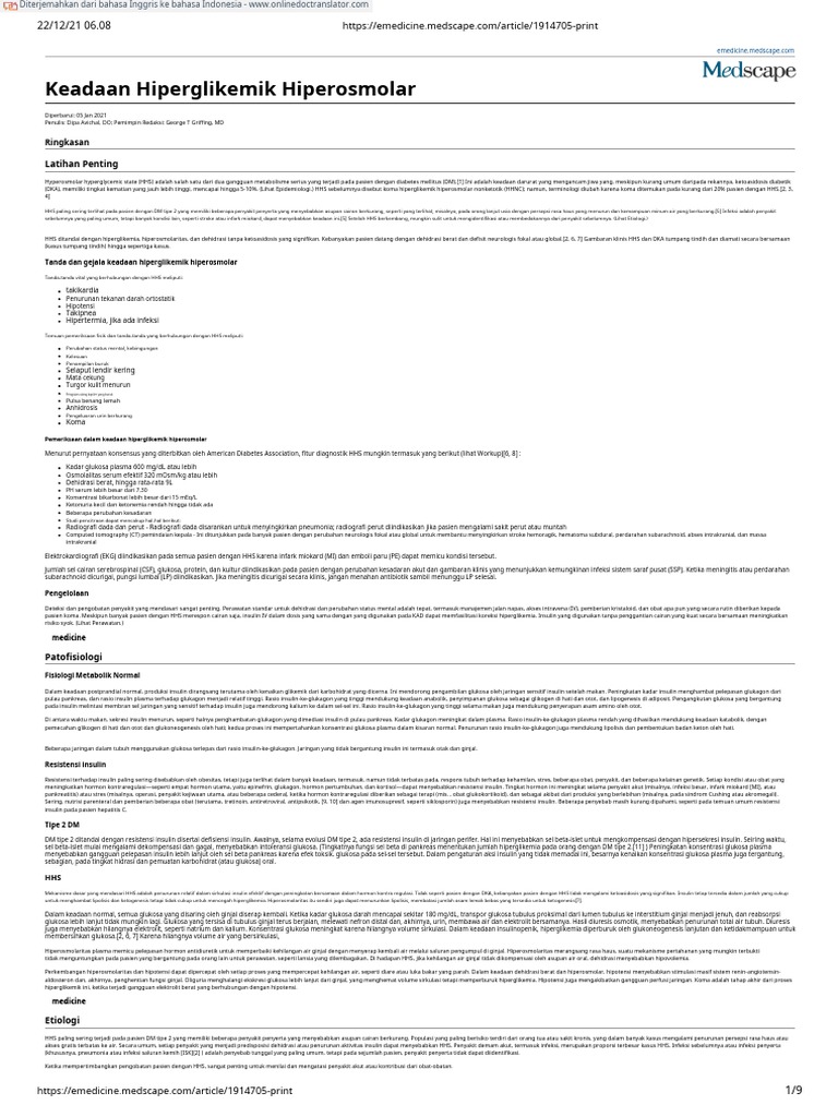 Hyperosmolar Hyperglycemic State - En.id | PDF