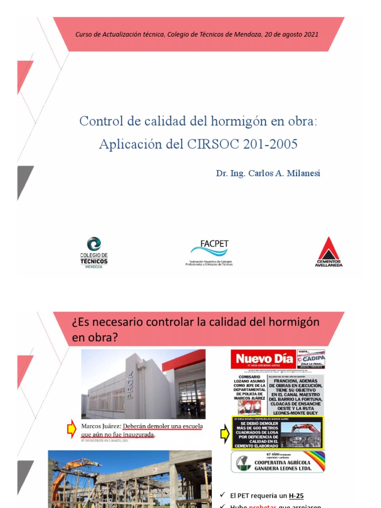 Control de Calidad del Hormigón CIRSOC 201-2005 | PDF | Hormigón ...